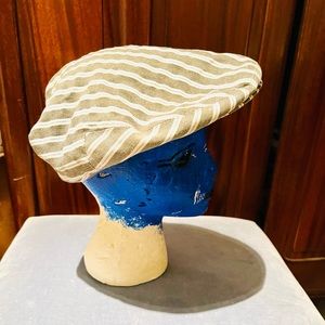 Newsboy Cap, Gray and White Stripes, Lightweight, Unisex